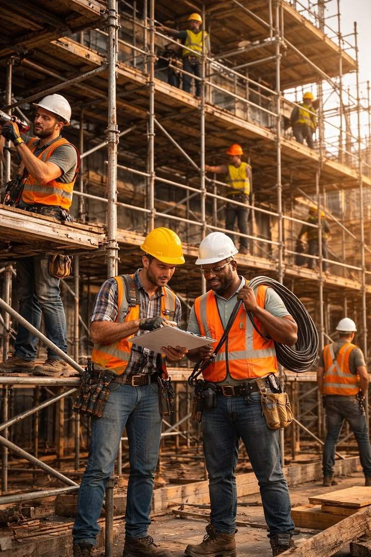 Reviewing building plans on site