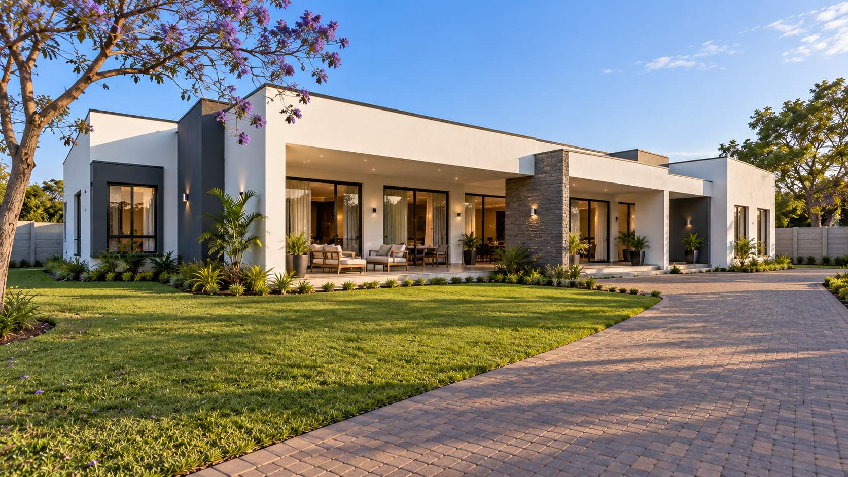 A completed single-storey four-bedroom house on a suburban stand in Harare
